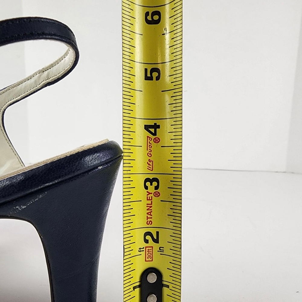 Stunning vintage navy and white T-bar open-toed sandal pumps, size 7.5 narrow - Picture 10 of 10